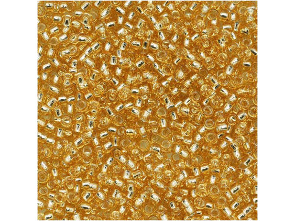 TOHO Glass Seed Bead, Size 15, 1.5mm, Silver-Lined Lt Topaz (Tube)