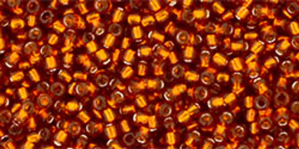 TOHO Glass Seed Bead, Size 15, 1.5mm, Silver-Lined Burnt Orange (tube)