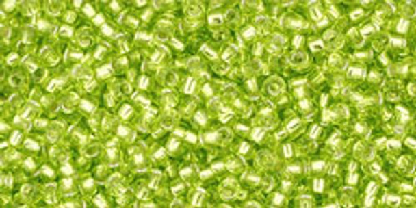 TOHO Glass Seed Bead, Size 15, 1.5mm, Silver-Lined Lime Green (tube)