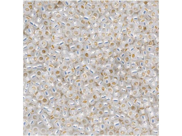 TOHO Glass Seed Bead, Size 15, 1.5mm, Silver-Lined Milky White (Tube)