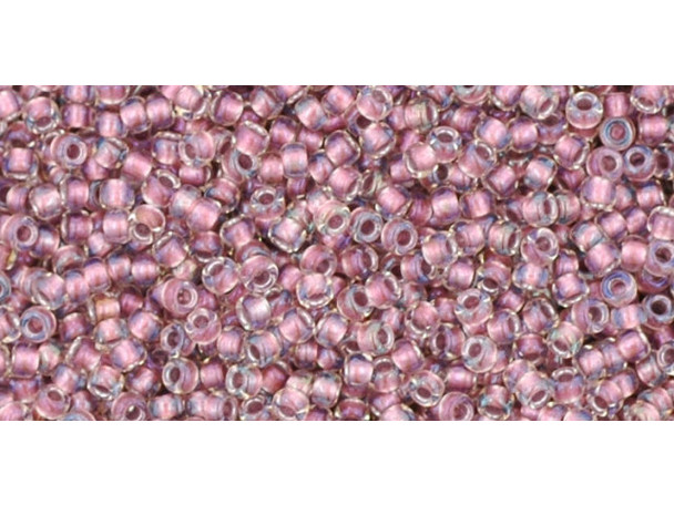 TOHO Glass Seed Bead, Size 15, 1.5mm, Inside-Color Crystal/Rose Gold-Lined (Tube)