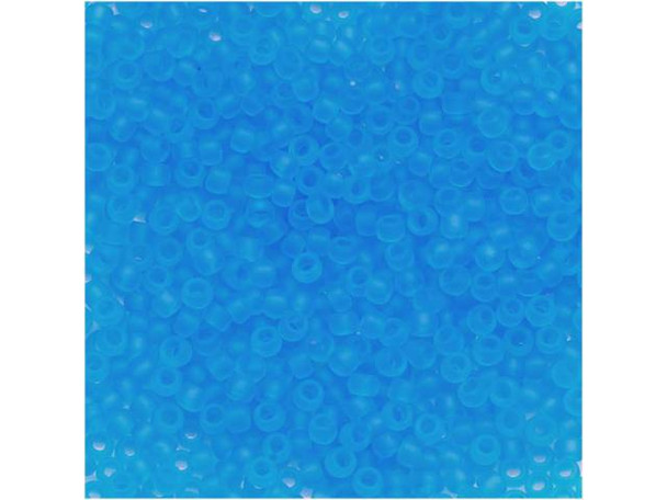 TOHO Glass Seed Bead, Size 15, 1.5mm, Transparent-Frosted Med Aquamarine (Tube)