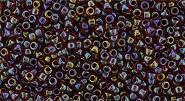 TOHO Glass Seed Bead, Size 15, 1.5mm, Inside-Color Rainbow Ruby/Jet-Lined (tube)