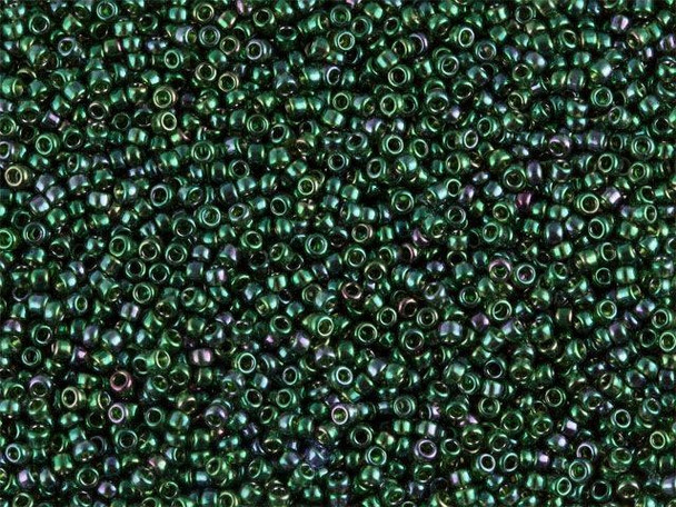 TOHO Glass Seed Bead, Size 15, 1.5mm, Gold-Lustered Emerald (Tube)