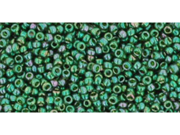 TOHO Glass Seed Bead, Size 15, 1.5mm, Gold-Lustered Emerald (Tube)