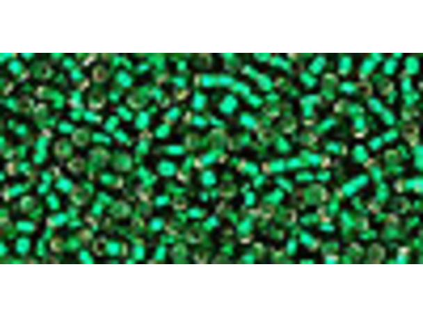 TOHO Glass Seed Bead, Size 15, 1.5mm, Silver-Lined Green Emerald (Tube)