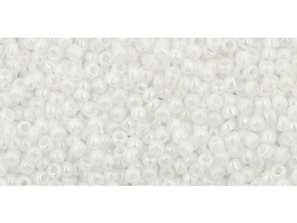 TOHO Glass Seed Bead, Size 15, 1.5mm, Opaque-Rainbow White (Tube)