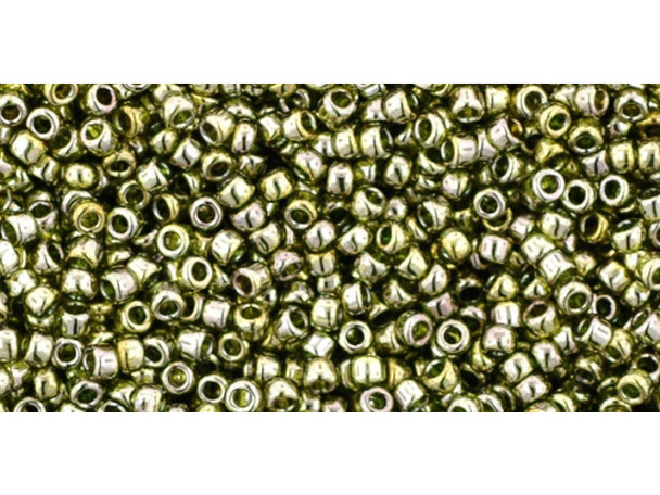 TOHO Glass Seed Bead, Size 15, 1.5mm, Gold-Lustered Green Tea (Tube)