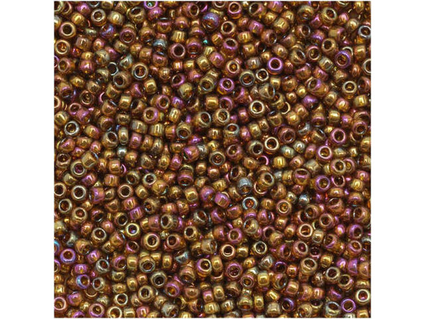 TOHO Glass Seed Bead, Size 15, 1.5mm, Gold-Lustered Dk Topaz (Tube)