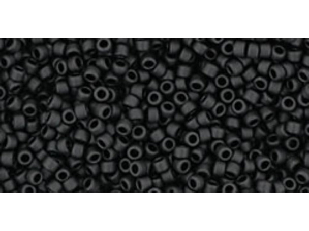 TOHO Glass Seed Bead, Size 15, 1.5mm, Opaque-Frosted Jet (Tube)