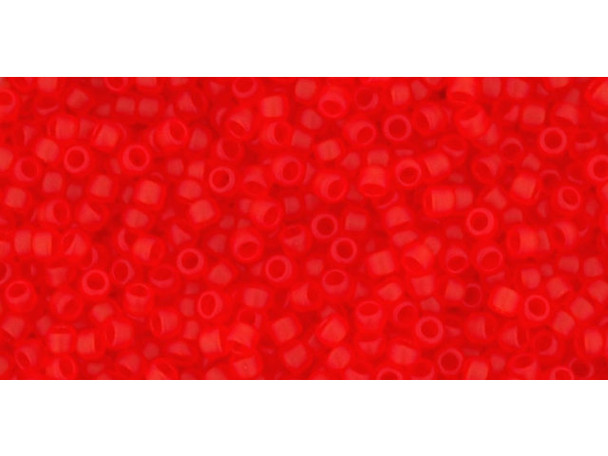 TOHO Glass Seed Bead, Size 15, 1.5mm, Transparent-Frosted Siam Ruby (Tube)