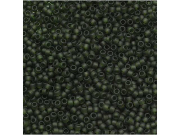 TOHO Glass Seed Bead, Size 15, 1.5mm, Transparent-Frosted Olivine (Tube)