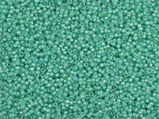 TOHO Glass Seed Bead, Size 15, 1.5mm, Inside-Color Aqua/Lt Jonquil-Lined (Tube)