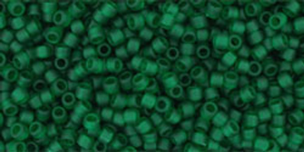 TOHO Glass Seed Bead, Size 15, 1.5mm, Transparent-Frosted Green Emerald (tube)