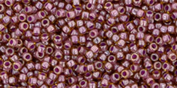 TOHO Glass Seed Bead, Size 15, 1.5mm, Inside-Color Lt Topaz/Pink-Lined (tube)