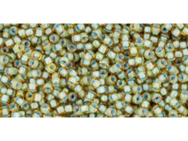 TOHO Glass Seed Bead, Size 15, 1.5mm, Inside-Color Rainbow Lt Topaz/Sea Foam-Lined (Tube) TOHO Glass Seed Bead, Size 15, 1.5mm, Inside-Color Rainbow Lt Topaz/Sea Foam-Lined (Tube)