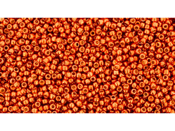 TOHO Glass Seed Bead, Size 15, 1.5mm, PermaFinish - Galvanized Saffron (Tube)