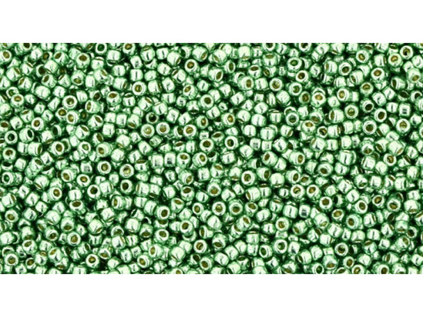 TOHO Glass Seed Bead, Size 15, 1.5mm, PermaFinish - Galvanized Mint Green (Tube)