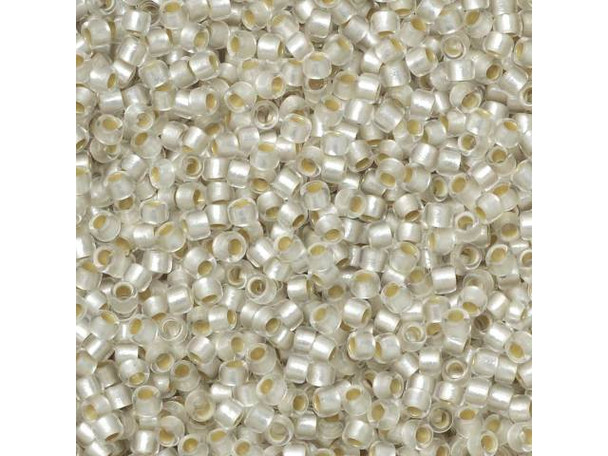 TOHO Glass Seed Bead, Size 15, 1.5mm, PermaFinish - Silver-Lined Frosted Crystal (Tube)