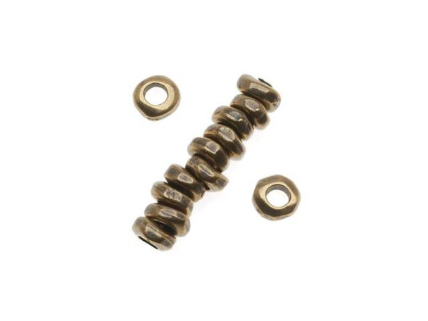 TierraCast 5mm Large-Hole Nugget Heishi Beads - Antiqued Brass Plated (10 Pieces)
