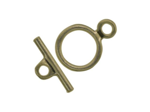   These bar and ring sets can be clasped with one hand making  them ideal for bracelets and watches.    Please note: The last few beads you put near the clasp should  be small, to make sure the bar will go all the way through  the ring (making the clasp easier to close).    Size listed is outside diameter of the ring (excluding its  loop) and the length of the bar. Price is per set, rather than per  piece.      Toggle Clasps and Bracelets    It's true! Toggles can be clasped with one hand, so they are good  for bracelets, including watch bracelets. Here's a hint to help  make sure no one loses one of your creations: When using toggle  clasps for bracelets, the bracelet must fit the customer fairly  well. If the bracelet is too loose, a short toggle bar might wiggle  itself out of its loop. Longer bars can help solve the  problem, but won't eliminate it. To size your bracelets to your  customers' wrists you might want to use a few chain links at the  end, between the clasp and the last beads. Then you can remove or  add links at the time of sale. Or if you really have a good thing  going, make 6.5", 7", and 8" versions of your best-selling patterns  and colors of bracelets.  See Related Products links (below) for similar items and additional jewelry-making supplies that are often used with this item.