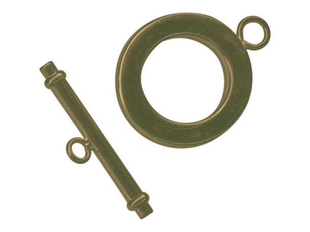 Antiqued Brass Plated Toggle Clasp, Round, 20mm (12 Pieces)