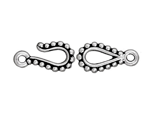 TierraCast Antiqued Silver Plated Clasp, Cast, Beaded Hook & Eye (ten)
