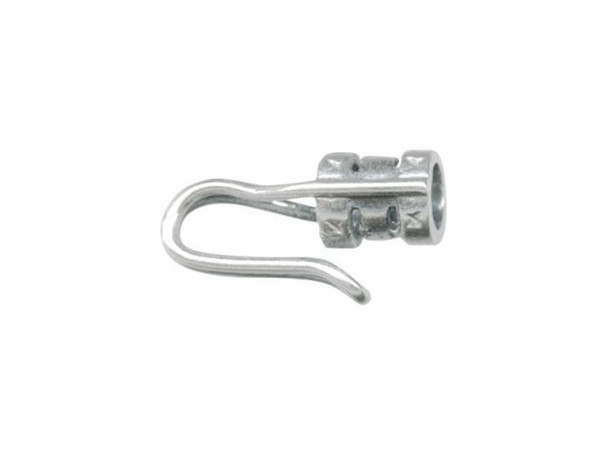JBB Findings Silver Plated Center-Crimp Tube with Hook, 3.8mm I.D. (Each)