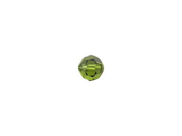 Displaying a classic round shape and multiple facets, this bead can be added to any project for a burst of sparkle. The simple yet elegant style makes this bead an excellent supply to have on hand, because you can use it nearly anywhere. This small bead features a rich olive green color that will bring warm elegance to designs.Sold in increments of 12