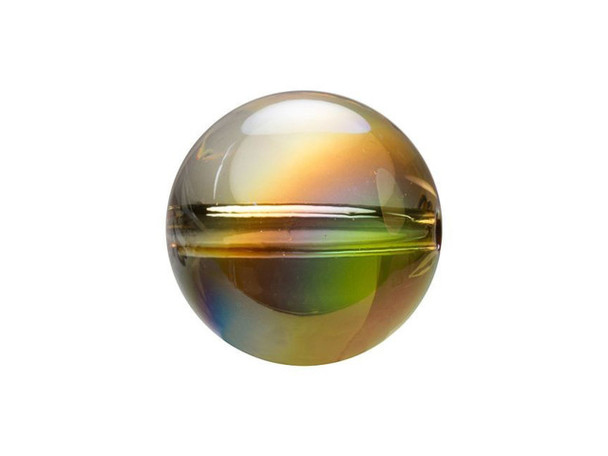 Resplendent style fills the PRESTIGE Crystal Components 5028 10mm crystal globe bead in Crystal Metallic Sunshine. This bead features a perfectly round, smooth shape, creating an opulent 3D effect. This sleek yet expressive bead complements all looks with its perfect simplicity. It is a magical orb of crystal that will enhance any design. This bold bead is sure to stand out in designs. This crystal features a semi-transparent classic gold shade. In some cases, a slight pink hue can appear due to the layer composition of the effect. Please note that this effect is not plating resistant.Sold in increments of 6