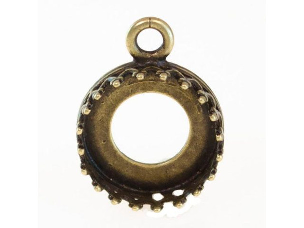 Pendant Bezel Setting, 1 Loop, 10mm I.D., Antiqued Brass Plated (Each)