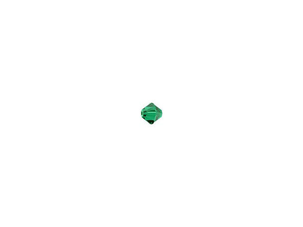 Bring just a touch of Emerald green color to designs with this PRESTIGE Crystal Components bicone bead. This bead features the popular Bicone shape that tapers at both ends, much like a diamond. The multiple facets cut into the surface of the crystal create a sparkling effect that is sure to catch the eye. This bead is great for adding sparkle to necklaces, bracelets, and even earrings. This bead is tiny in size, so you can use it as a small pop of color in stringing, add it to your bead embroidery and seed bead projects, and more.Sold in increments of 24