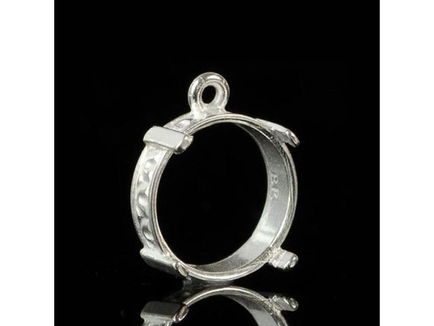 JBB Findings Silver Plated Pendant Bezel Setting, 1 Loop, 12mm I.D. #41-878-02-12-3
