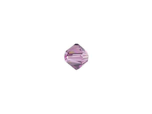 Create eye-catching style with this PRESTIGE Crystal Components bead. This bead features the popular Bicone shape that tapers at both ends, much like a diamond. The multiple facets cut into the surface of the crystal create a sparkling effect that is sure to catch the eye. This crystal features a beautiful shade of purple between Amethyst and Light Amethyst, for a perfectly soft and majestic hue. It's great for floral and spring-inspired designs.Sold in increments of 24