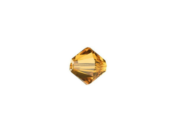 Make your designs sparkle with this beautiful cut Topaz Bicone bead. The rich golden color of this bead is enhanced by a 12-facet cut that gives it added brilliance and shine. You can create a wide variety of designs incorporating this versatile 6mm bead. Try it on earwires, bracelets, or necklaces. This size of bead works well combined with your choice of 3mm spacer beads. Have fun creating your own design.Sold in increments of 12