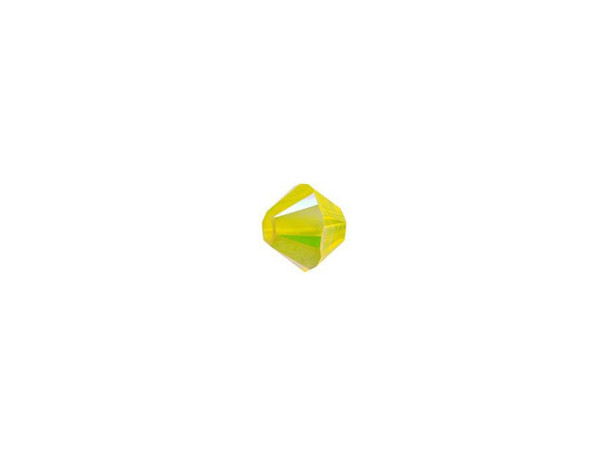 Magical, sunny style fills the PRESTIGE Crystal Components 5328 4mm Bicone in Yellow Opal AB. This bead features the popular Bicone shape that tapers at both ends, much like a diamond. The multiple facets cut into the surface of the crystal create a sparkling effect that is sure to catch the eye. This versatile bead can be used in necklaces, bracelets and earrings alike. It features a sunny opalescent yellow color inspired by the gemstone citrine with an iridescent finish. It is small in size.Sold in increments of 24