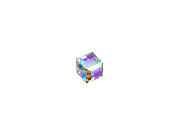 Bring geometric flair to your projects with this PRESTIGE Crystal Components cube bead. This modern bead features a cube shape with precision-cut facets for sparkle from every angle. This bead is perfect for creating a playful feel in your designs. Try it in necklaces, bracelets and even earrings. It's sure to add excitement to your style. This small bead can be used as a spacer in necklaces and bracelets or as an accent in earring designs. The shimmer effect is a special coating specifically designed to capture movement. This effect adds brilliance, color vibrancy, and unique light refraction. This crystal features a silvery grey color, while the shimmer effect brings gleaming iridescent purple and blue tones. The Shimmer B coating is only applied to three sides of the cube bead.Sold in increments of 6