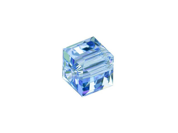 Bring geometric flair to your projects with this PRESTIGE Crystal Components cube bead. This modern bead features a cube shape with precision-cut facets for sparkle from every angle. This bead is perfect for creating a playful feel in your designs. Try it in necklaces, bracelets and even earrings. It's sure to add excitement to your style. This bead is the perfect size for matching necklace and bracelet sets. The shimmer effect is a special coating specifically designed to capture movement. This effect adds brilliance, color vibrancy, and unique light refraction. This chaton features a soft blue color with the shimmer effect bringing subtle iridescent pink and purple tones.The Shimmer B coating is only applied to three sides of the cube bead.Sold in increments of 6