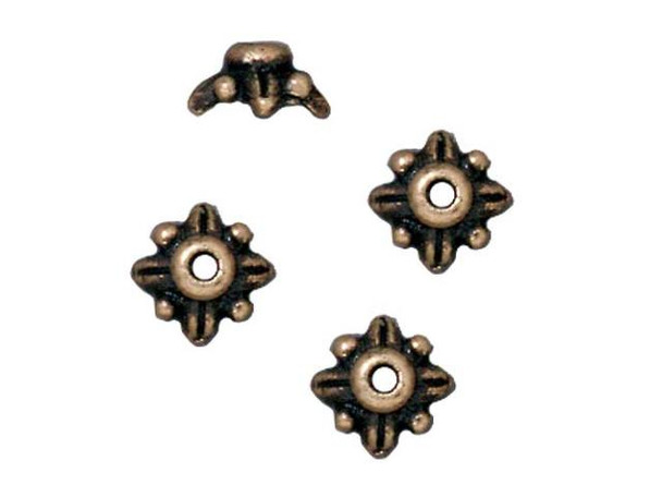 TierraCast Antiqued Brass Plated Bead Caps, Small Leaf (dozen)
