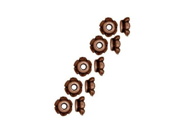TierraCast Antiqued Copper Plated Bead Caps, Scalloped 4mm (ten)