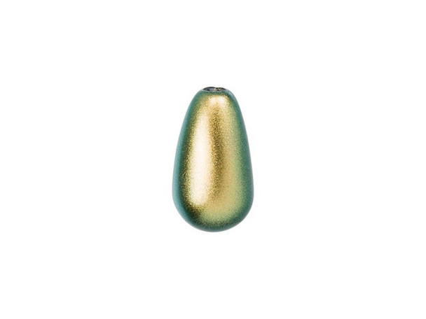 PRESTIGE 5816 11.5x6mm Half-Drilled Teardrop Crystal Pearl Iridescent Green (10 Pieces)