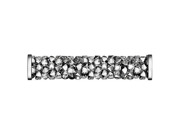 PRESTIGE 5950 30mm Crystal Light Chrome Fine Rocks Tube Bead with Stainless Steel Ending