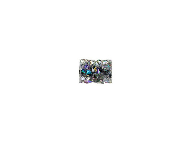 Unforgettable sparkle shines in this PRESTIGE Crystal Components bead. This Fine Rocks tube bead is a wonderful way to dress up any jewelry design. String into bead patterns, stitch it into sewing projects, use it on leather, and more. However you use it, it will bring a glittering pave look to designs. The surface is covered in double-pointed size PP14 chatons. This short tube bead does not feature end caps, so you can layer several together, easily integrate it into unique color palettes, and more.