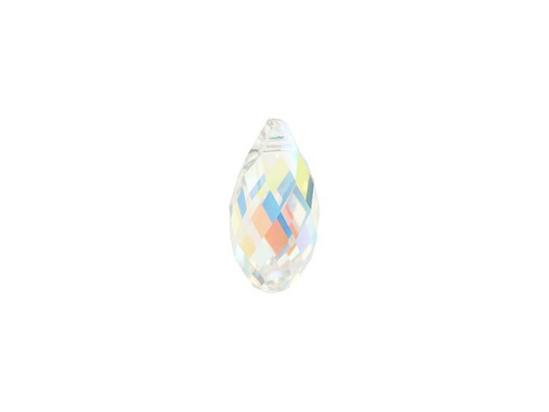 Add drops of shining color to your designs with the PRESTIGE Crystal Components 6010 13mm Briolette pendant in Crystal AB. This small pendant features an elegant drop shape you can dangle from necklaces, bracelets and even earrings. Diamond-shaped facets cover the surface of the pendant, giving it a glorious gleam of color. This pendant features an iridescent AB coating, adding sparkling gold, purple, blue and green colors. Use this pendant anywhere a touch of sparkle is needed.