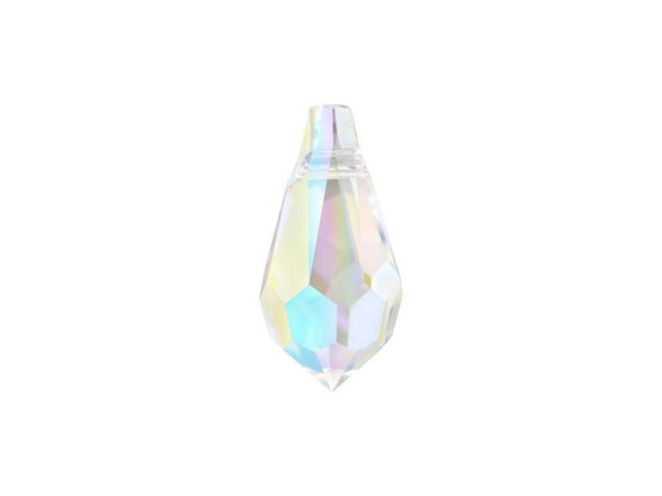 Bring a magical touch to designs with this PRESTIGE Crystal Components teardrop. This crystal pendant features an elegant and faceted teardrop shape that would look lovely dangling from the center of a necklace design. Use this pendant in necklace or earring designs for a luxurious drop of sparkle. It's sure to catch the eye and light up your looks. This pendant features a clear color with an iridescent finish that adds rainbow tones.Sold in increments of 6