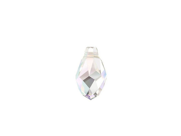 You'll find plenty of uses for this gorgeous Briolette pendant from PRESTIGE Crystal Components. The pendant is in a broad teardrop shape and features multiple facets that capture the light. You can use this 9mm pendant as part of a classic pair of dangly earrings or mix it with colorful beads for a unique bracelet design. This versatile pendant features clear color with an iridescent finish that adds rainbow tones.Sold in increments of 6