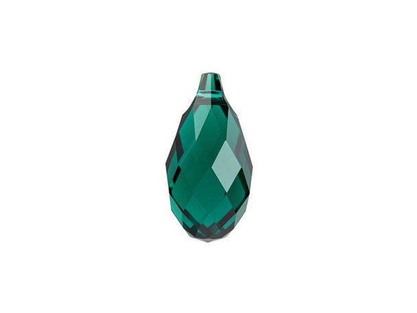 Draw all eyes to your projects with this luxurious emerald green PRESTIGE Crystal Components pendant. This teardrop-shaped pendant is crafted with multiple diamond-shaped facets for brilliant sparkle. With its top-drilled stringing hole, this piece is great for dangling from designs. Dangle this pendant from necklaces and earrings for sophisticated style.