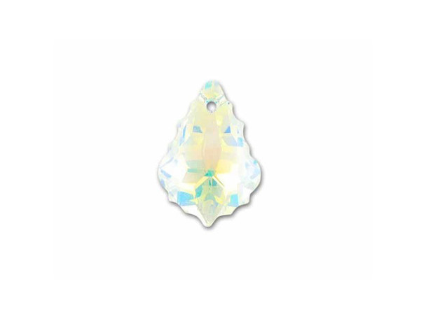 Bring an elegant showcase to your jewelry designs with this PRESTIGE Crystal Components Baroque pendant. This pendant features a teardrop shape with beautiful ruffled edges creating an ornate look. The multiple facets bring out a dazzling sparkle everyone will notice. Dangle this pendant from a necklace or even earrings for an eye-catching display. This pendant features clear color with an iridescent finish adding gleaming rainbow tones.