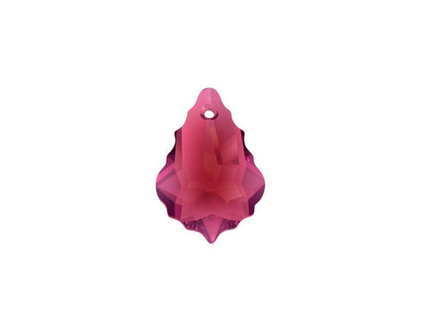 Bring an elegant showcase to your jewelry designs with this PRESTIGE Crystal Components Baroque pendant. This pendant features a teardrop shape with beautiful ruffled edges creating an ornate look. The multiple facets bring out a dazzling sparkle everyone will notice. Dangle this pendant from a necklace or even earrings for an eye-catching display. This pendant features a ruby red color with magenta undertones.