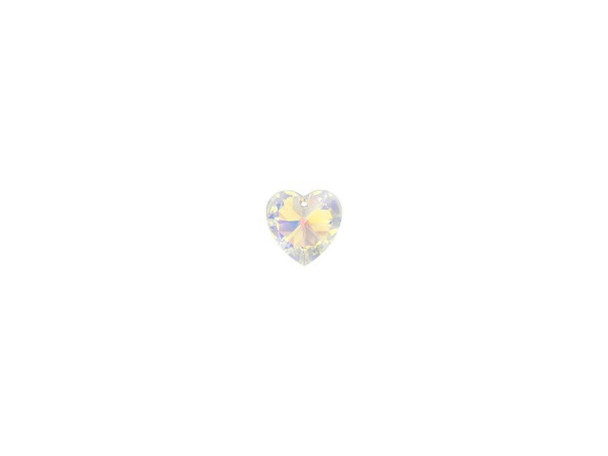 Design eye-catching jewelry with this PRESTIGE Crystal Components heart pendant in Crystal AB. This crystal clear pendant is coated in an iridescent finish to reflect light in whimsical pastel sparkles, while the cut facets add incredible brilliance. The 10mm size can be incorporated into all kinds of jewelry designs; try dangling two from earrings or simply string one onto silk ribbon for a quick yet pretty necklace.Sold in increments of 6